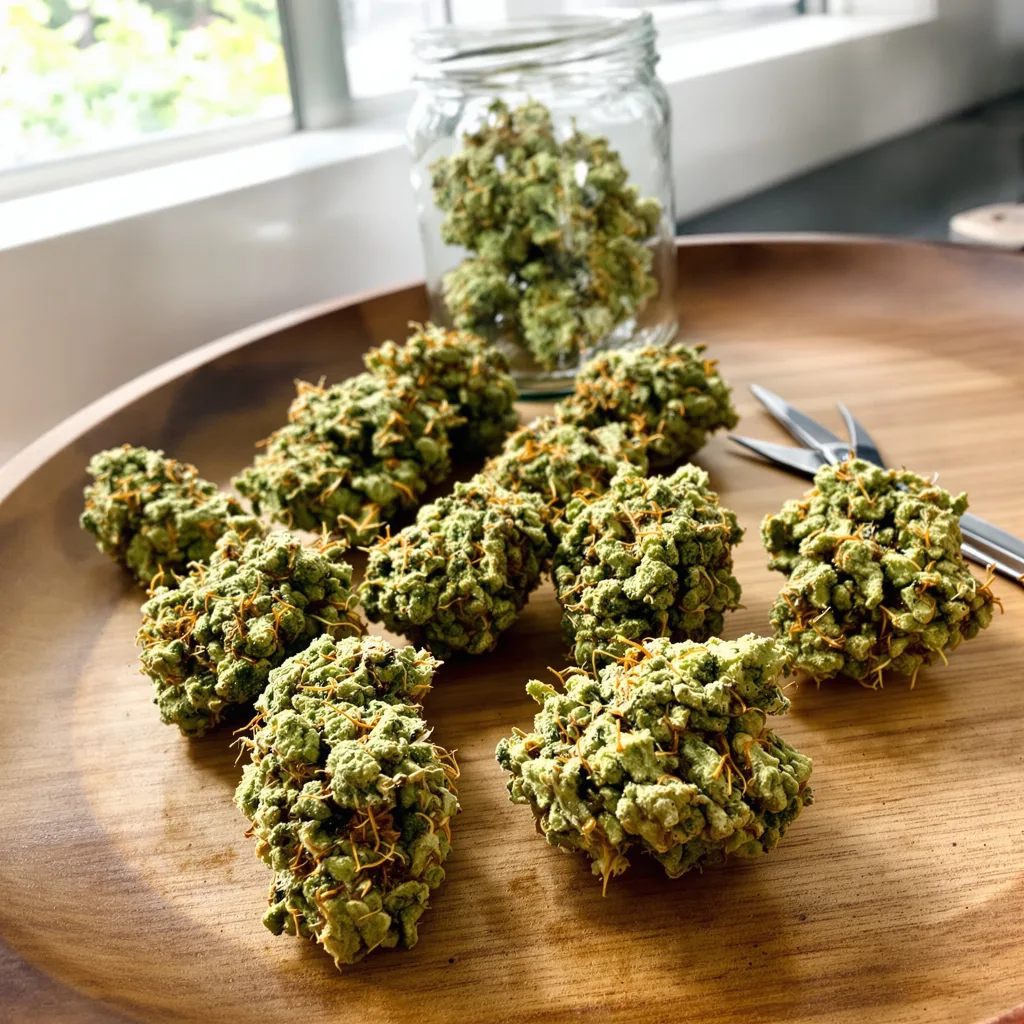 Maui Wowie 20% indica / 80% sativa — flor con tricomas visibles