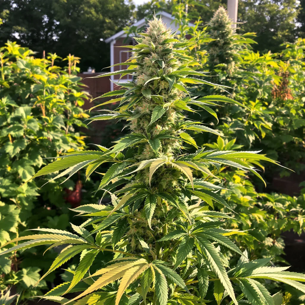 Mazar x Blueberry 39% indica / 61% sativa — flor con tricomas visibles