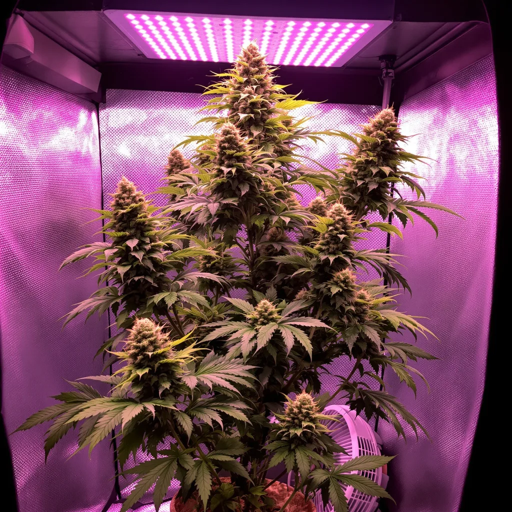Planta de cannabis Mean Misty en fase de floración — 60-100 cm autofloración