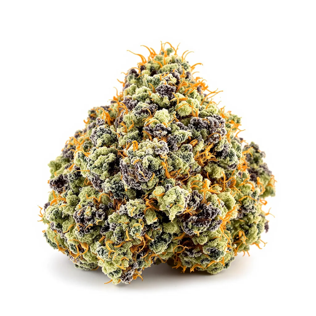 Mean Misty 35% indica / 65% sativa — flor con tricomas visibles
