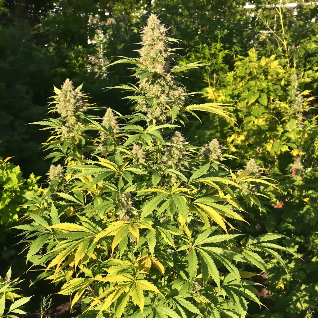 Mean Misty 35% indica / 65% sativa — flor con tricomas visibles