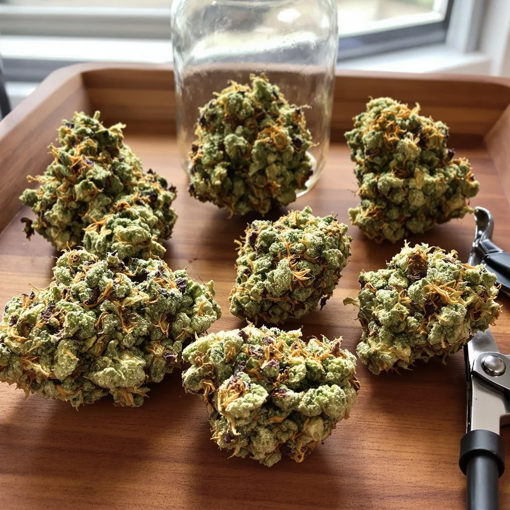 Medibud 60% indica / 40% sativa — flor con tricomas visibles