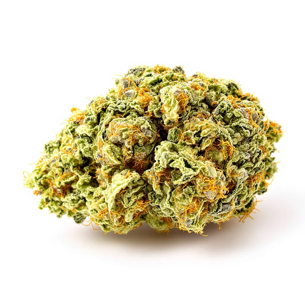 Melting Pot 13% indica / 87% sativa — flor con tricomas visibles