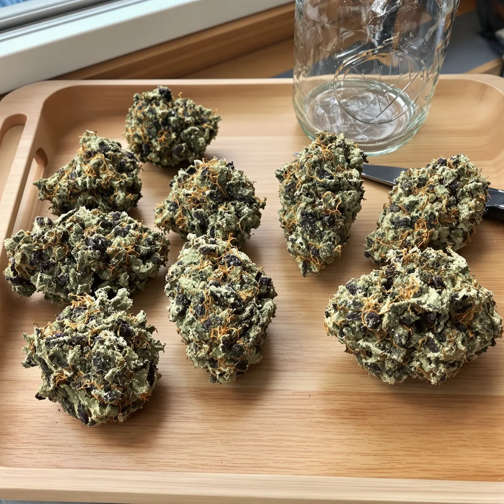 Mendo Breath 60% indica / 30% sativa — flor con tricomas visibles