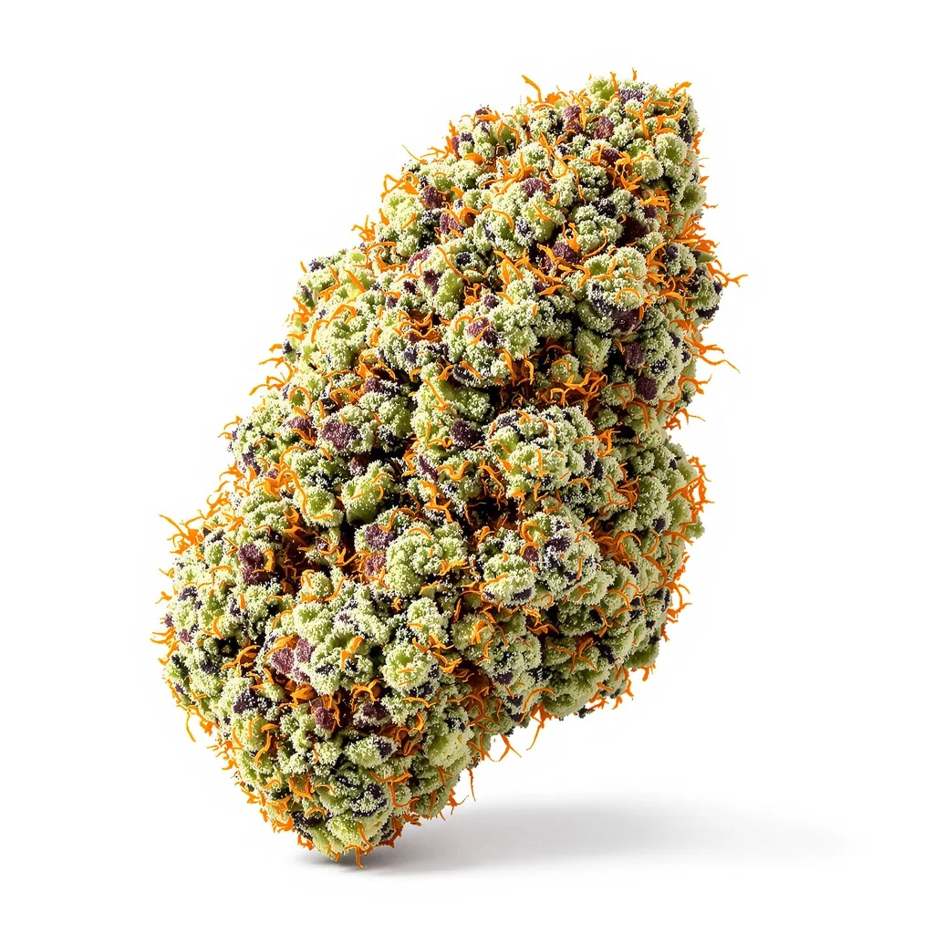 Mendo Breath 60% indica / 30% sativa — flor con tricomas visibles