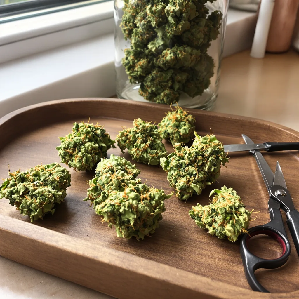 Mexican Haze 15% indica / 85% sativa — flor con tricomas visibles