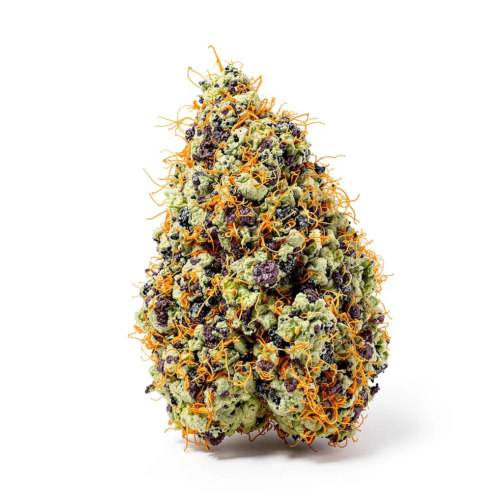 Middlefork 79% indica / 21% sativa — flor con tricomas visibles