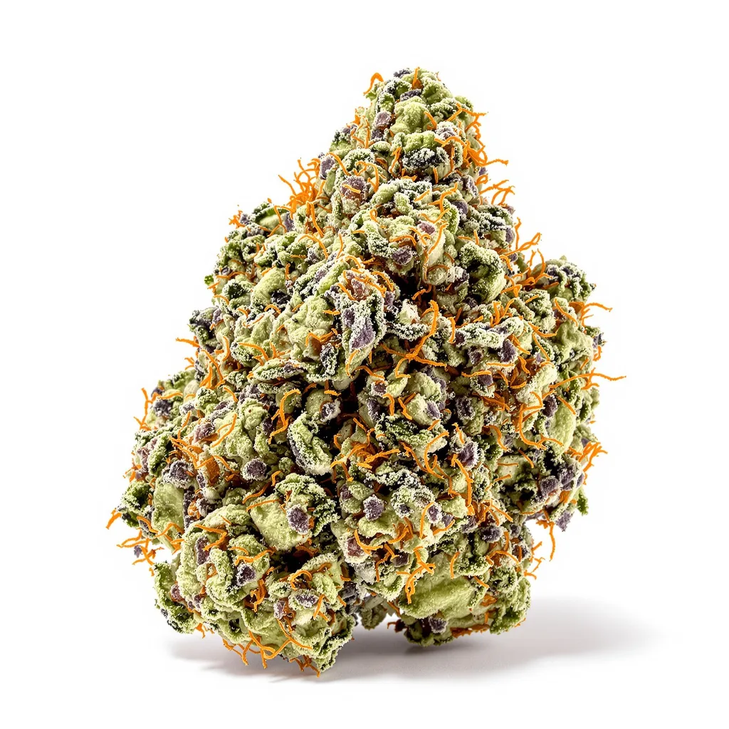 Midnight 40% indica / 50% sativa — flor con tricomas visibles