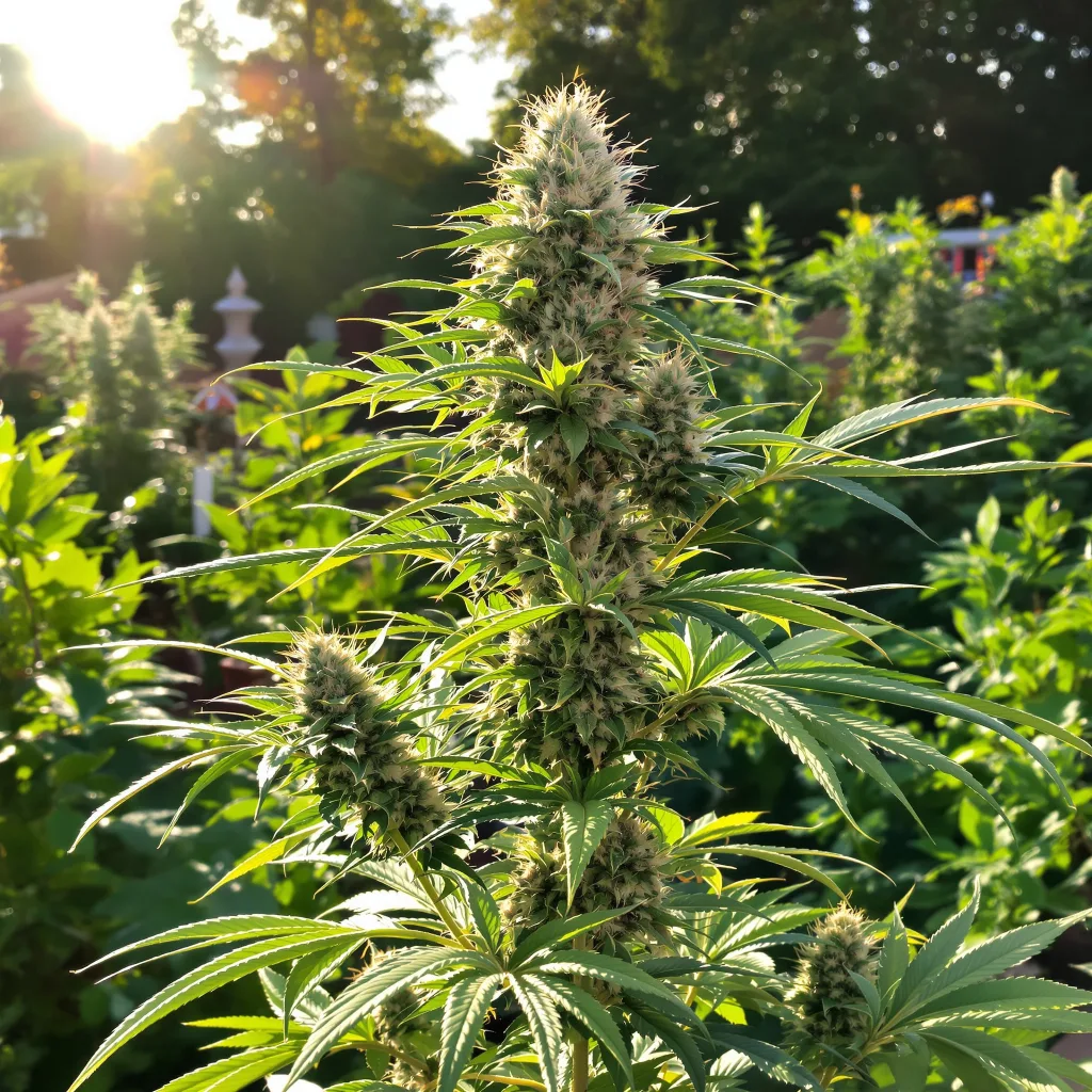 Millennium 48% indica / 52% sativa — flor con tricomas visibles