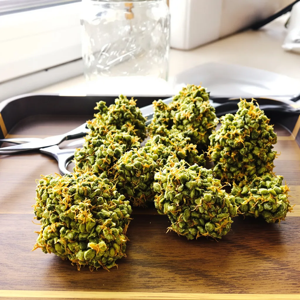 Mimosa 30% indica / 70% sativa — flor con tricomas visibles