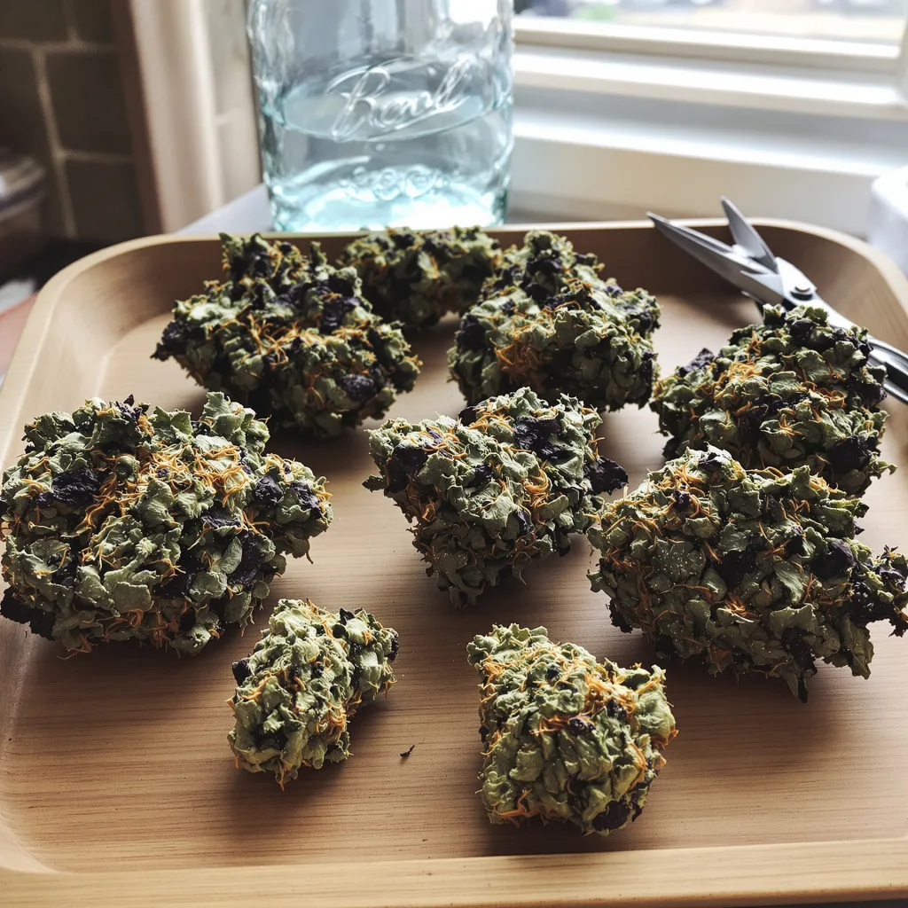 Mimosa 70% indica / 50% sativa — flor con tricomas visibles