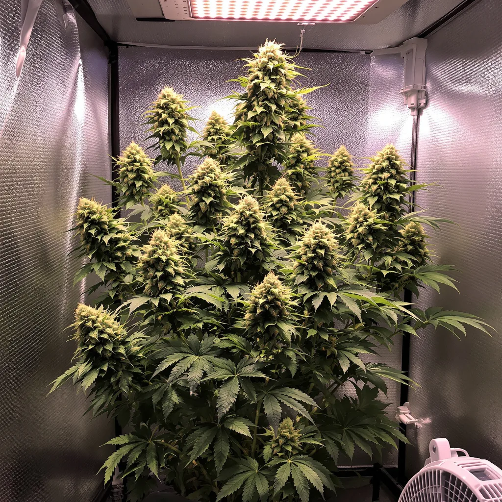 Planta de cannabis Mint Chocolate Chip en fase de floración — 60-100 cm autofloración