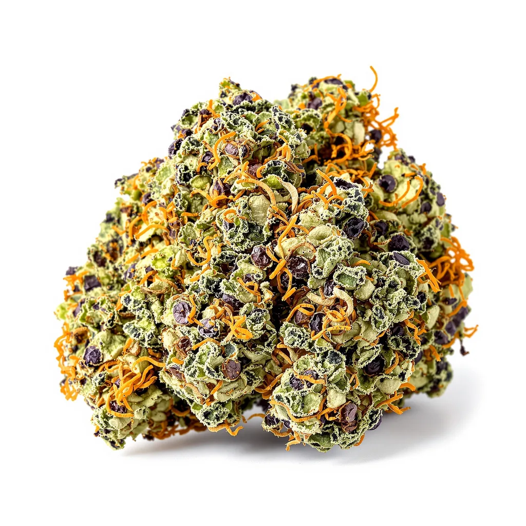 Mint Chocolate 87% indica / 13% sativa — flor con tricomas visibles