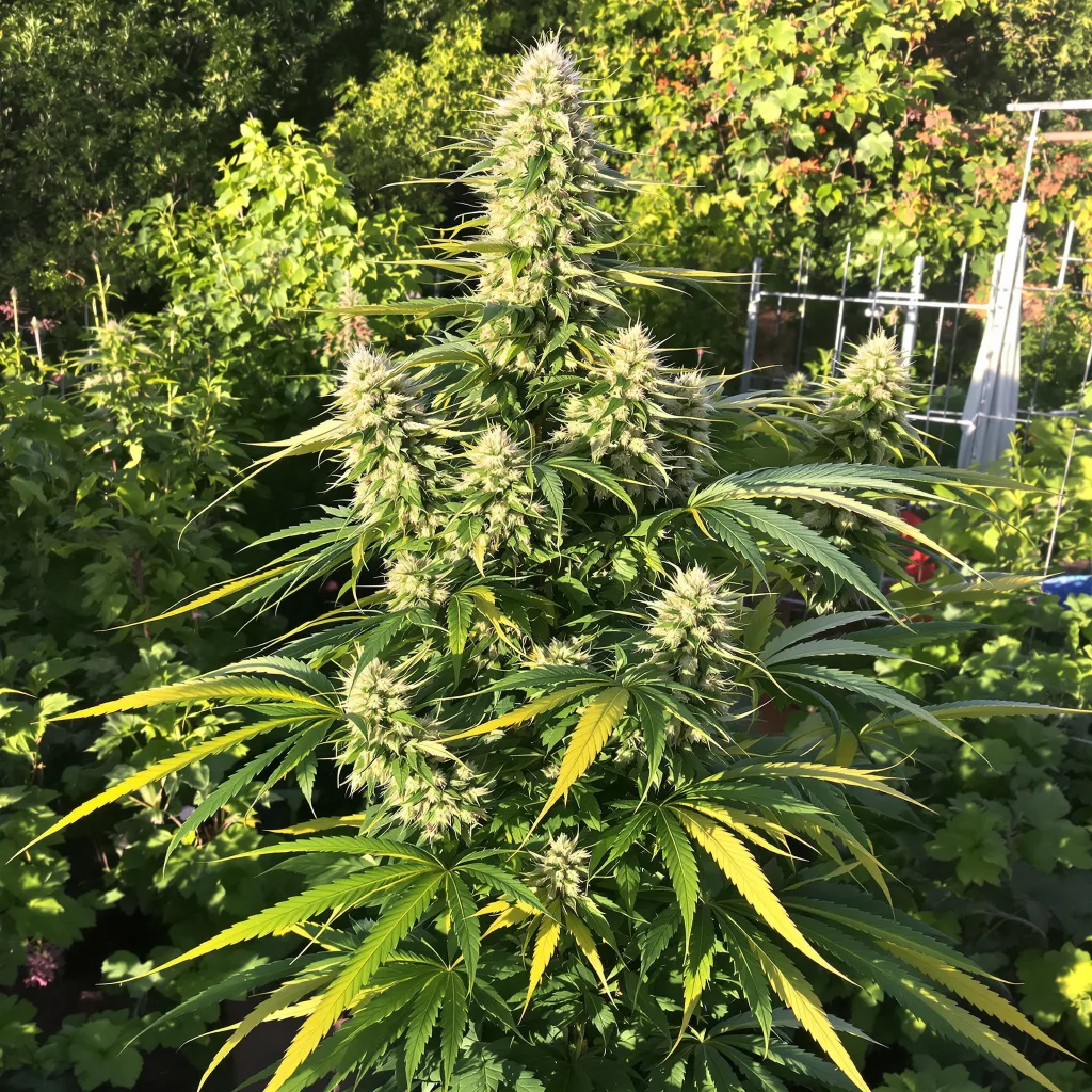Mint 52% indica / 48% sativa — flor con tricomas visibles