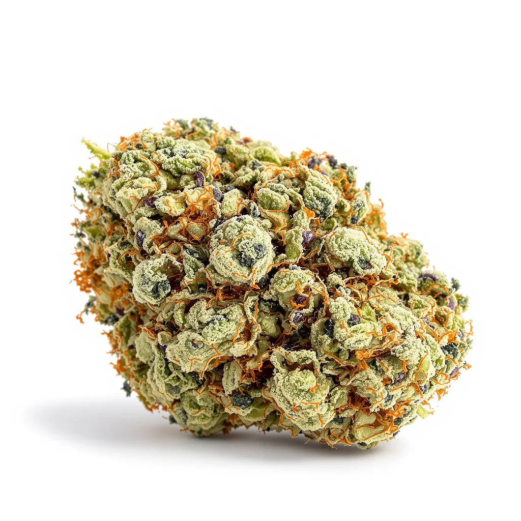 Misty Kush 47% indica / 53% sativa — flor con tricomas visibles
