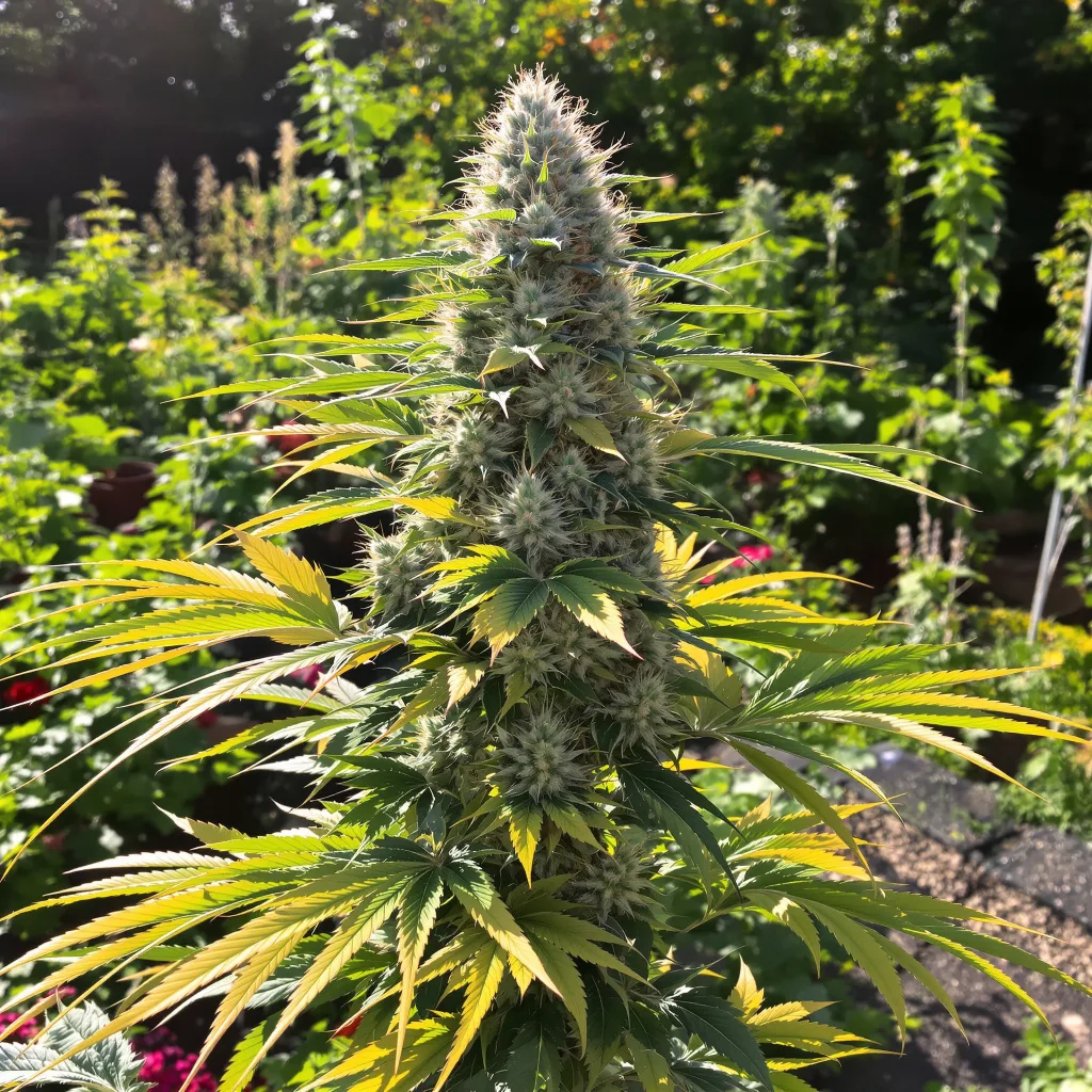 MK Ultra 50% indica / 50% sativa — flor con tricomas visibles