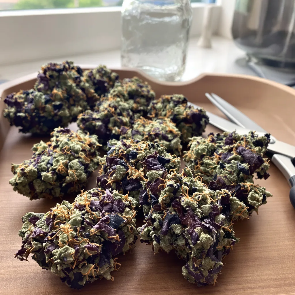 Molokai Frost 82% indica / 18% sativa — flor con tricomas visibles