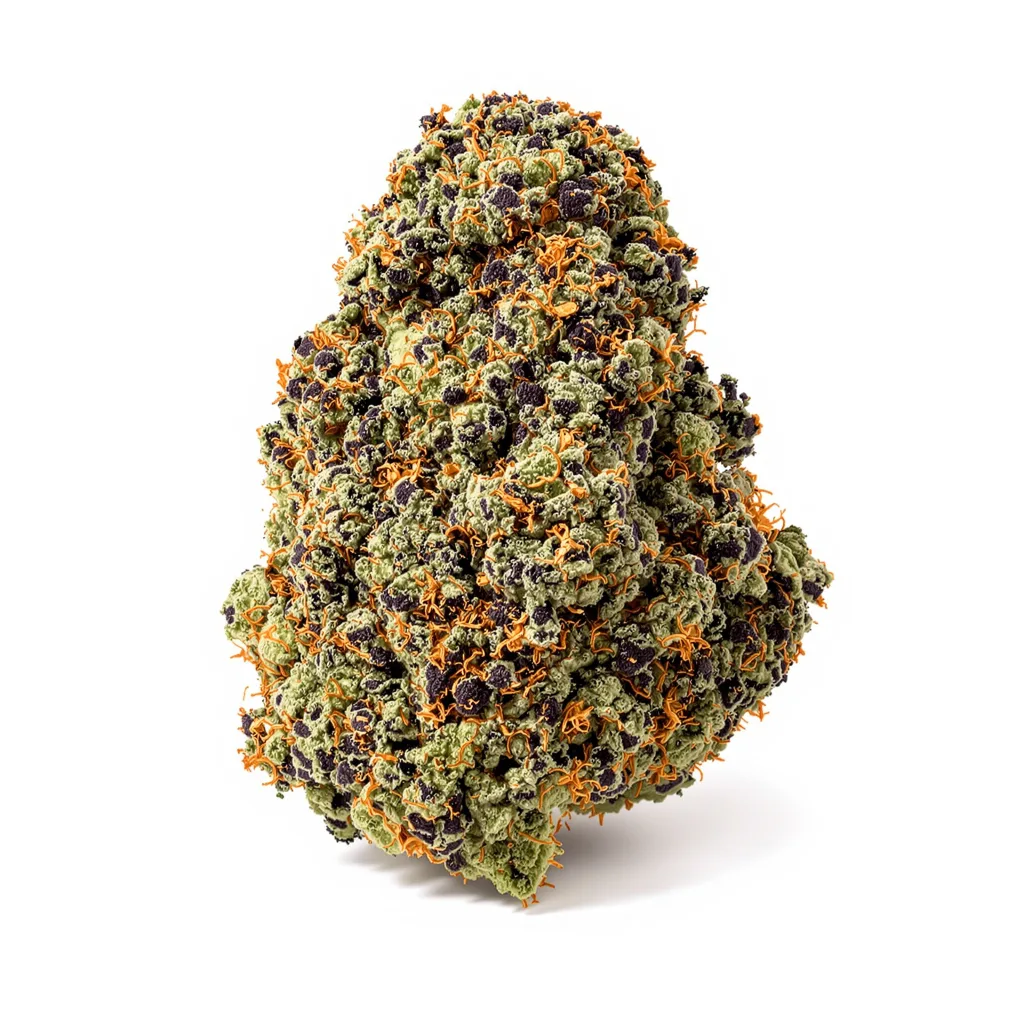 Monster Cookies 80% indica / 20% sativa — flor con tricomas visibles
