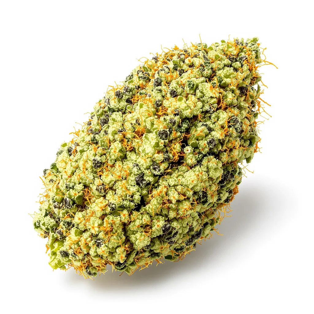 Moonshine Haze 14% indica / 86% sativa — flor con tricomas visibles