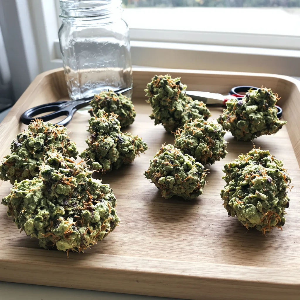 Morning Glory 43% indica / 57% sativa — flor con tricomas visibles