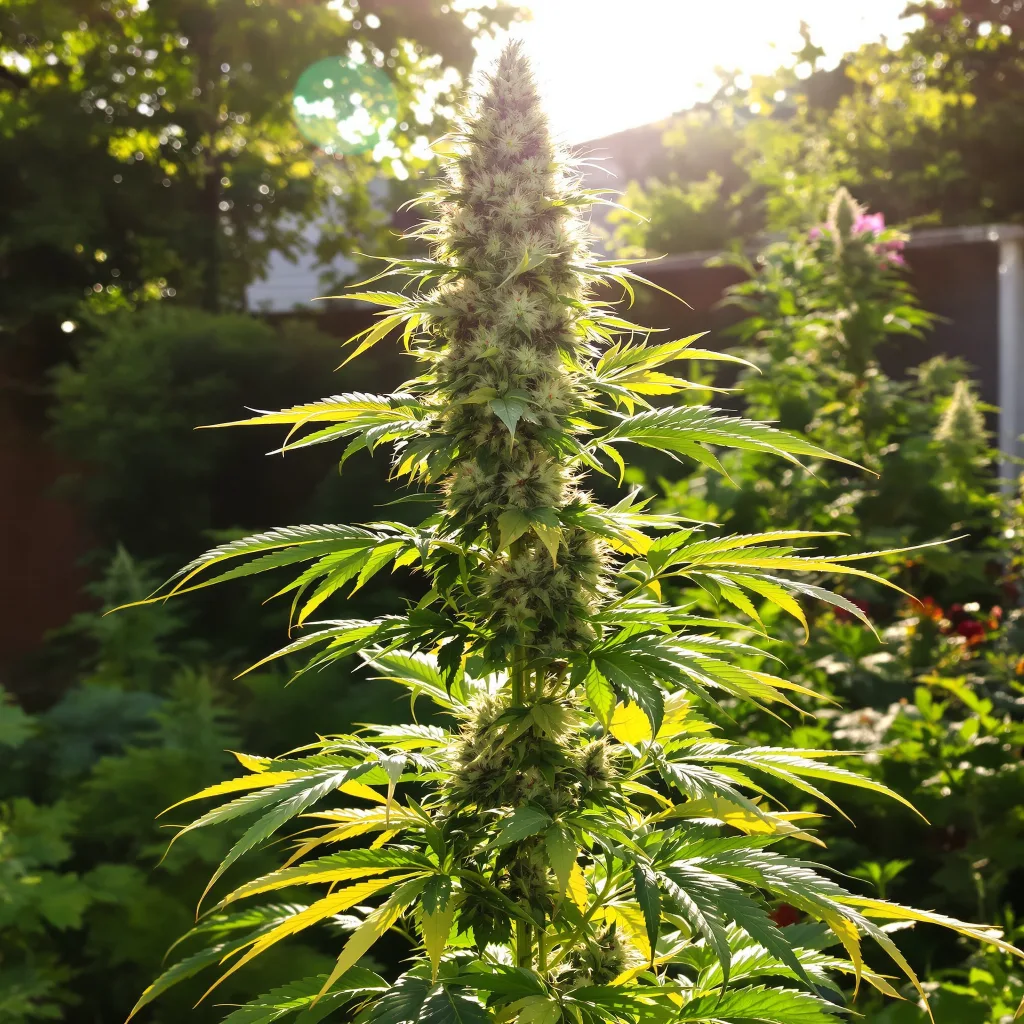 Morning Glory 43% indica / 57% sativa — flor con tricomas visibles
