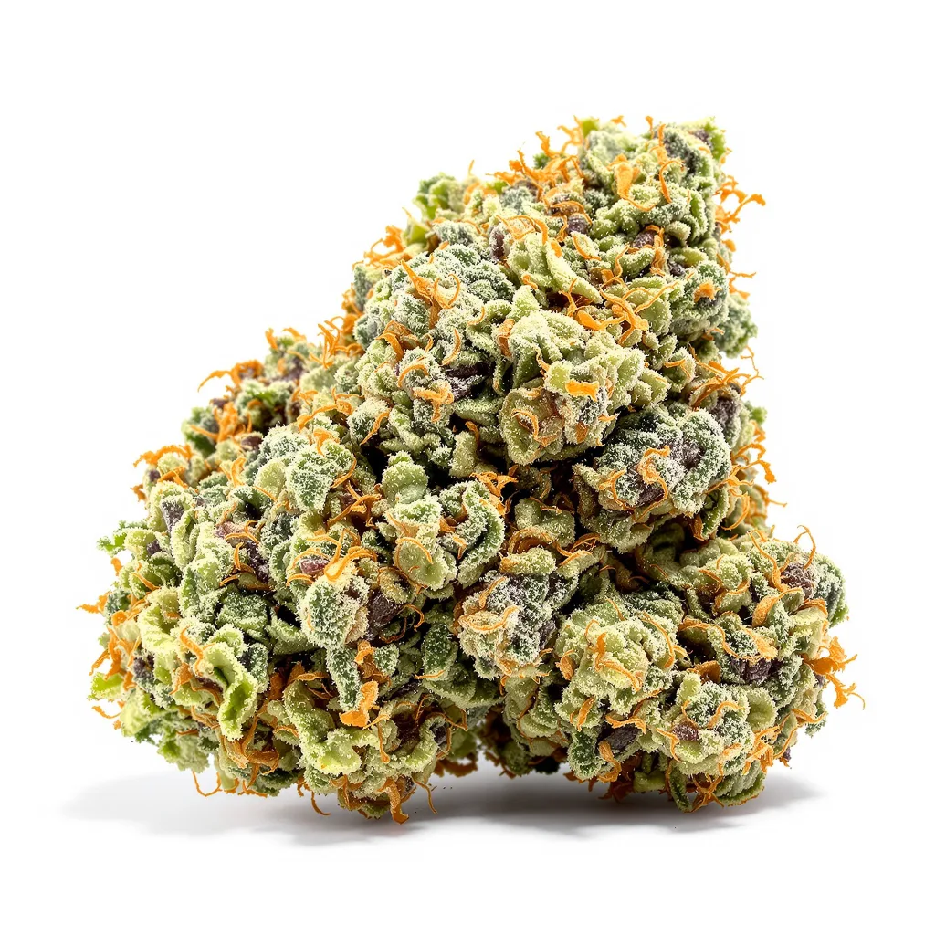 Morning Glory 43% indica / 57% sativa — flor con tricomas visibles