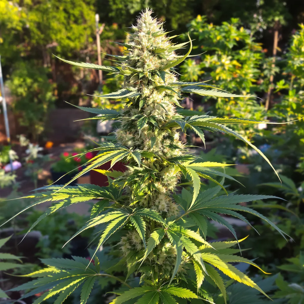 Mother’s Helper 49% indica / 51% sativa — flor con tricomas visibles