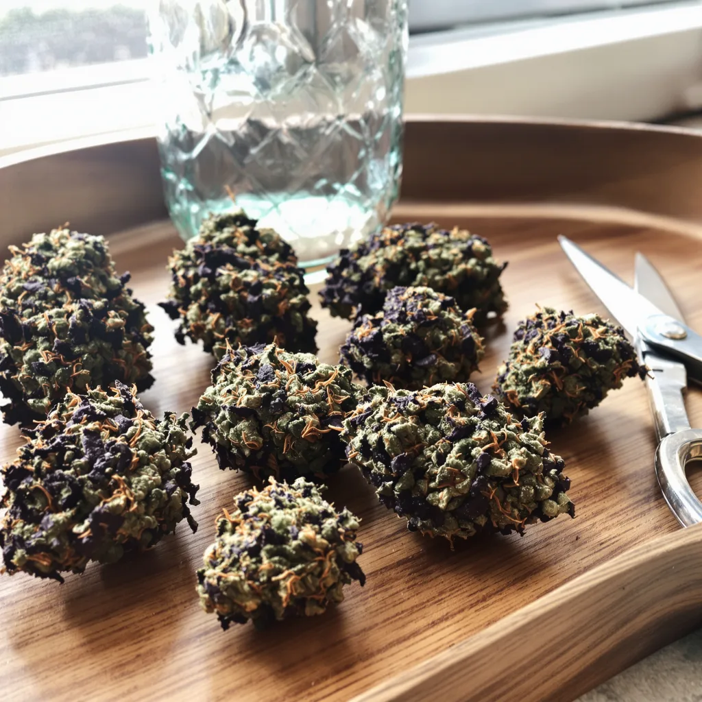 Mr. Nice 68% indica / 32% sativa — flor con tricomas visibles
