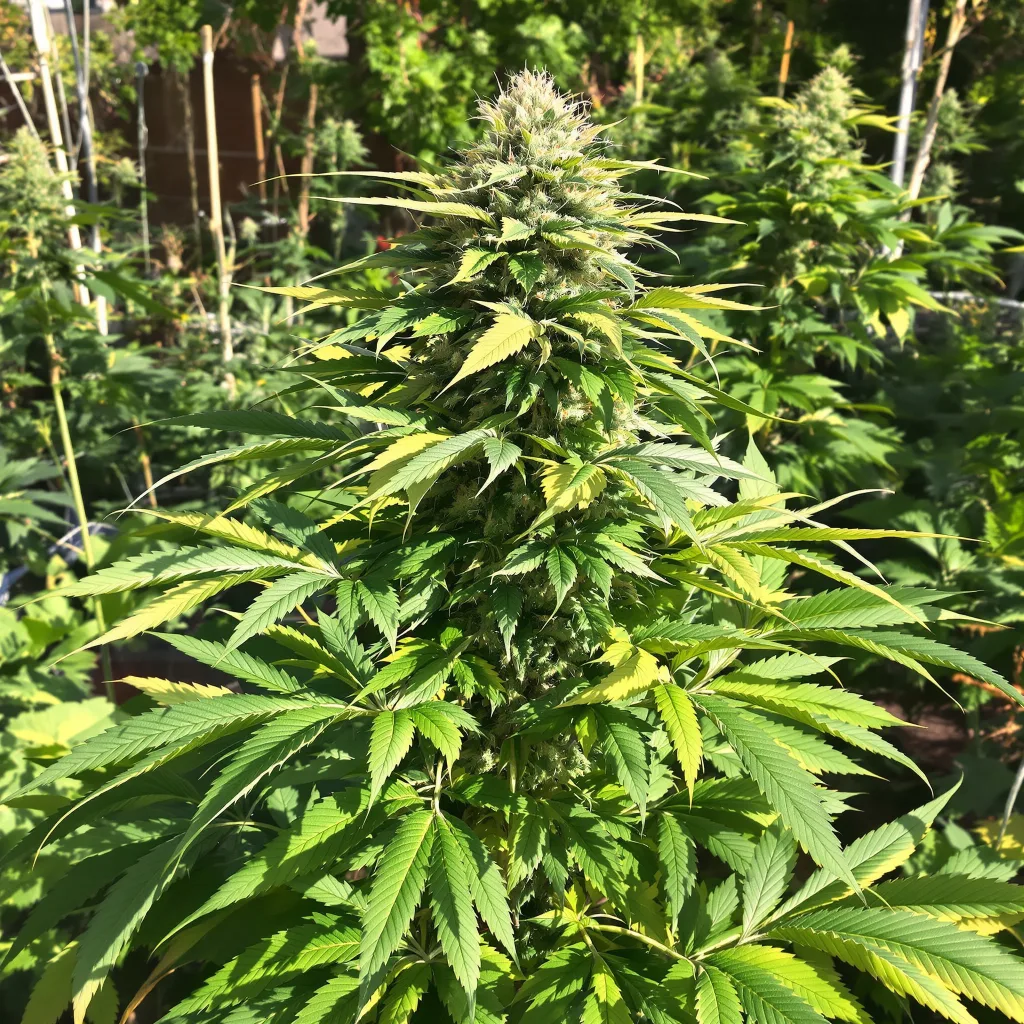 Mr. Nice 68% indica / 32% sativa — flor con tricomas visibles