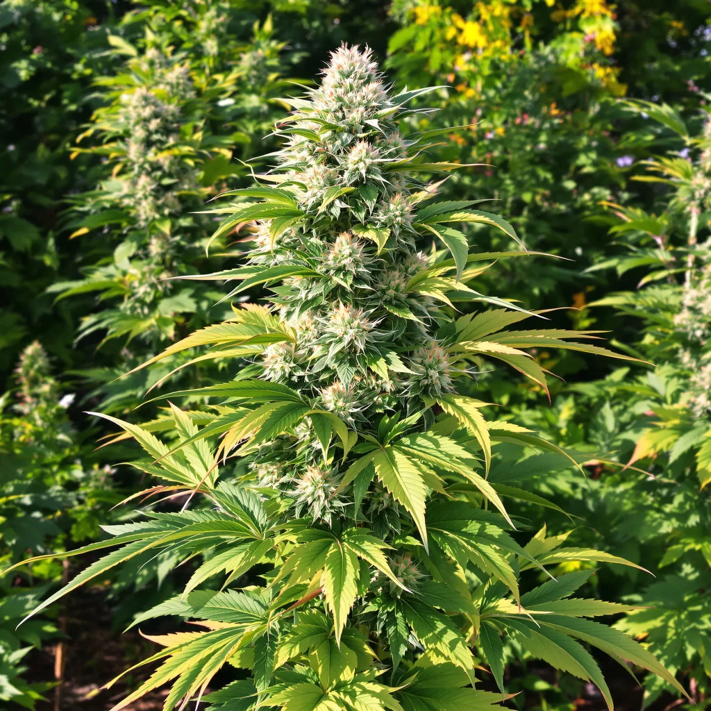 Mr. Tusk 60% indica / 40% sativa — flor con tricomas visibles
