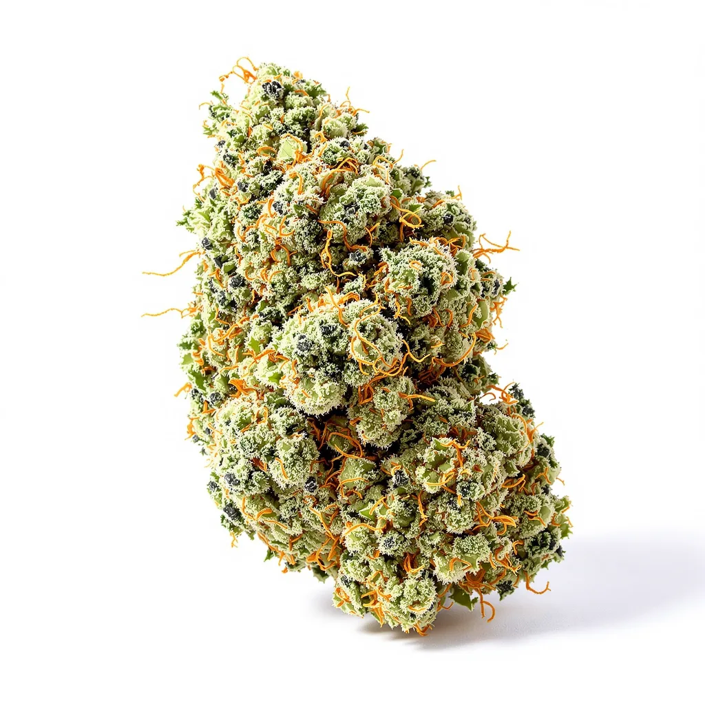 Ms. Universe 43% indica / 57% sativa — flor con tricomas visibles