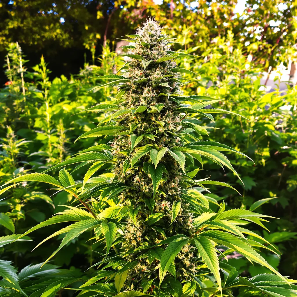 Mt. Rainier 43% indica / 57% sativa — flor con tricomas visibles