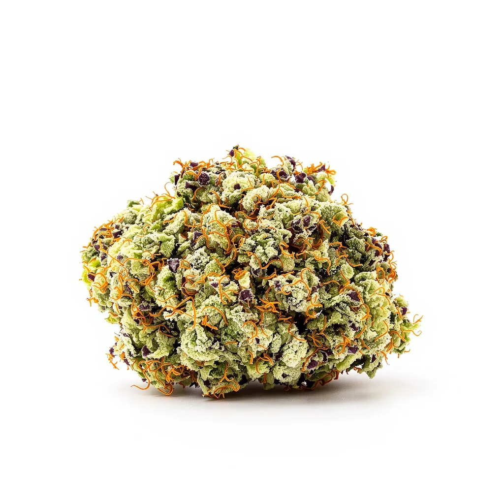 Nebula 40% indica / 60% sativa — flor con tricomas visibles
