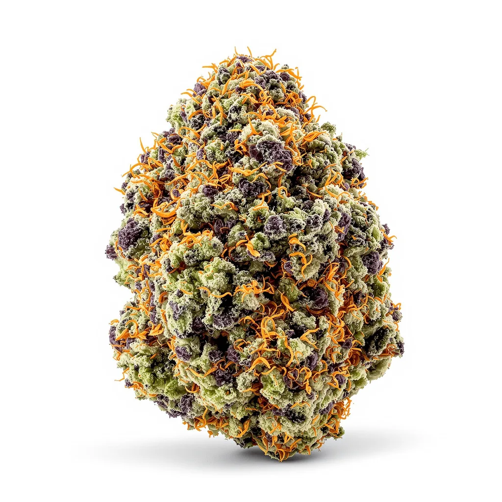 Neptune OG 76% indica / 24% sativa — flor con tricomas visibles