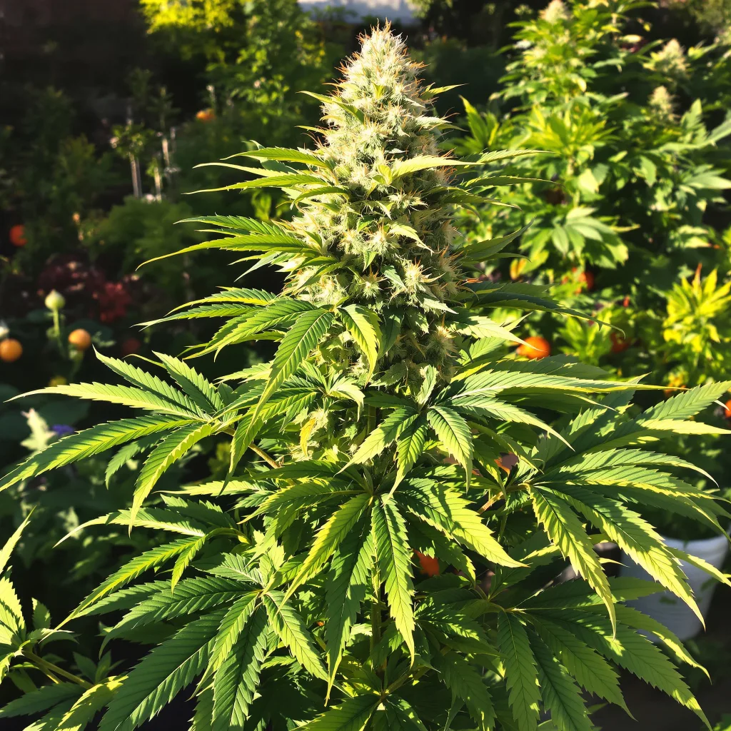 Neptune OG 76% indica / 24% sativa — flor con tricomas visibles
