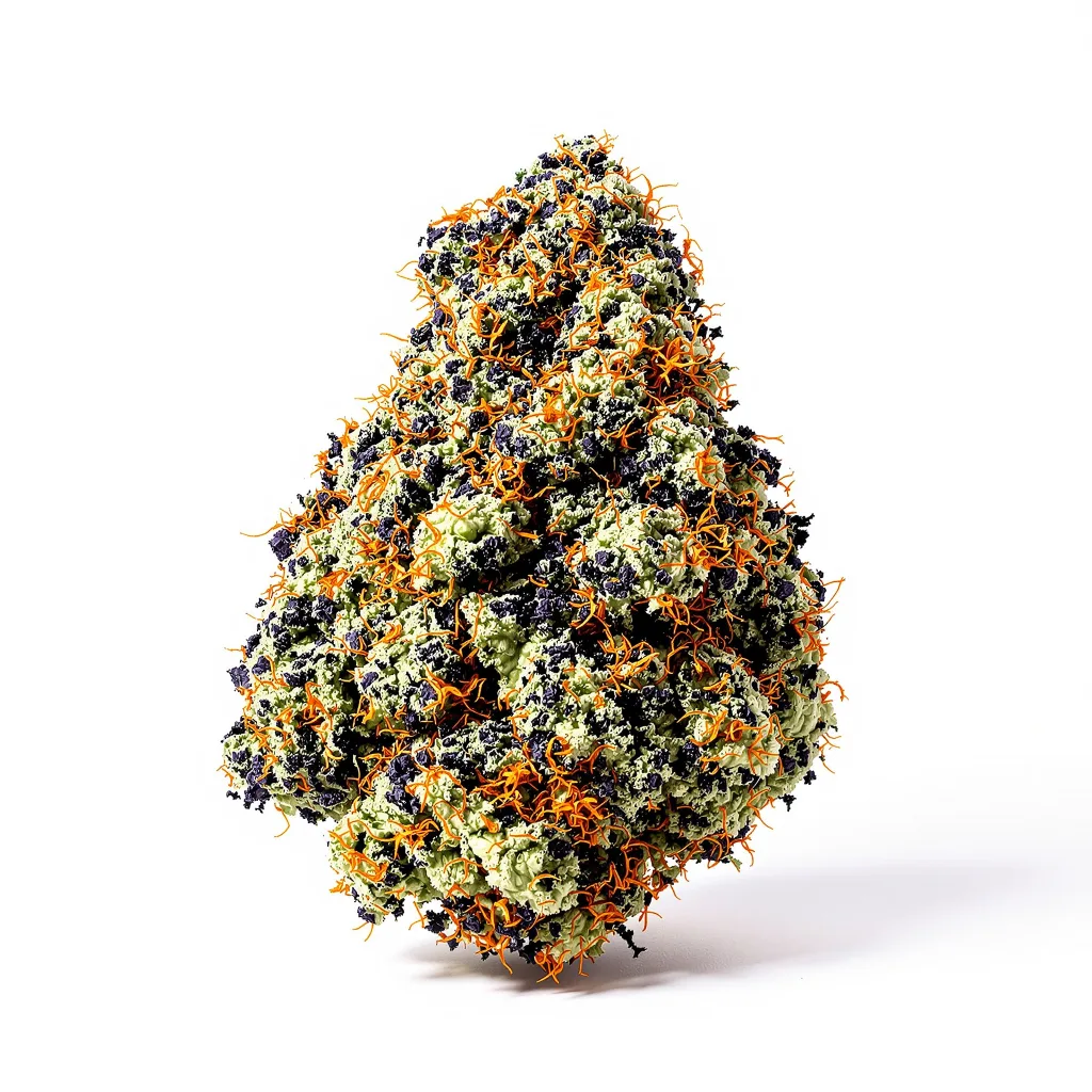 Neptune OG 76% indica / 24% sativa — flor con tricomas visibles