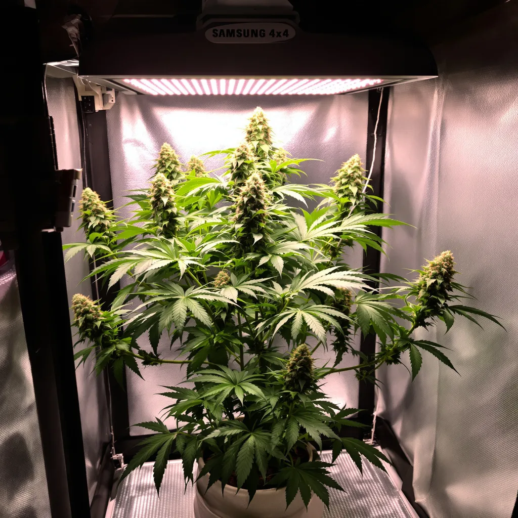 Planta de cannabis New Glue en fase de floración — 60-100 cm autofloración