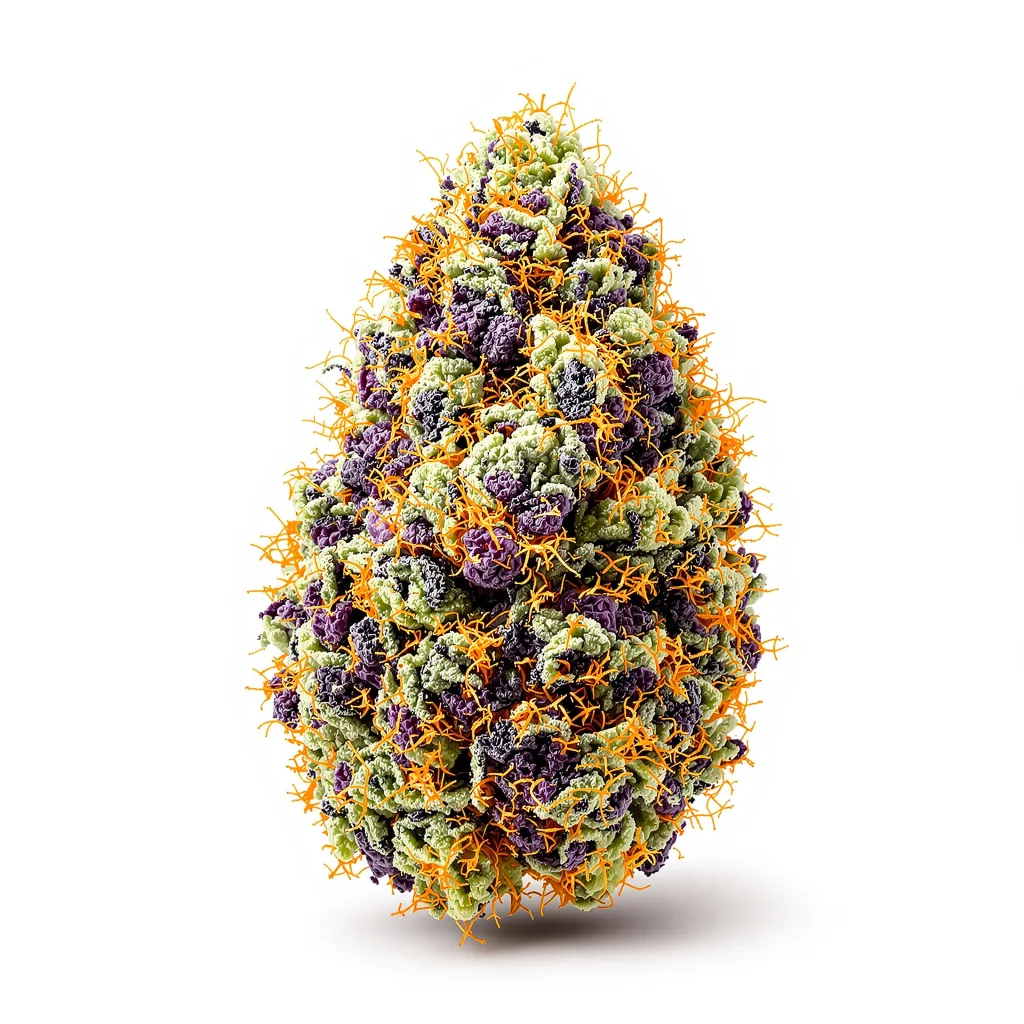Nice Cherry 83% indica / 17% sativa — flor con tricomas visibles
