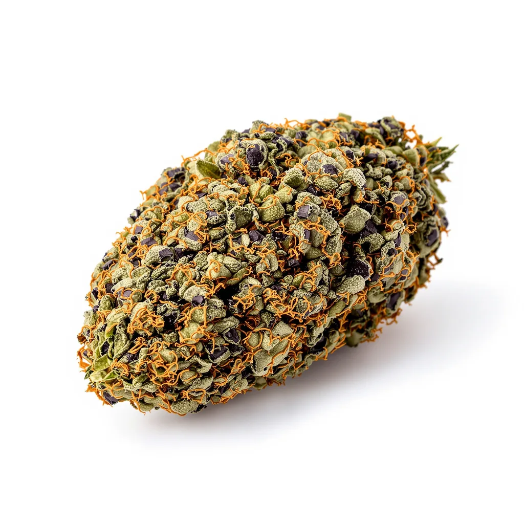 Nicole Kush 67% indica / 33% sativa — flor con tricomas visibles