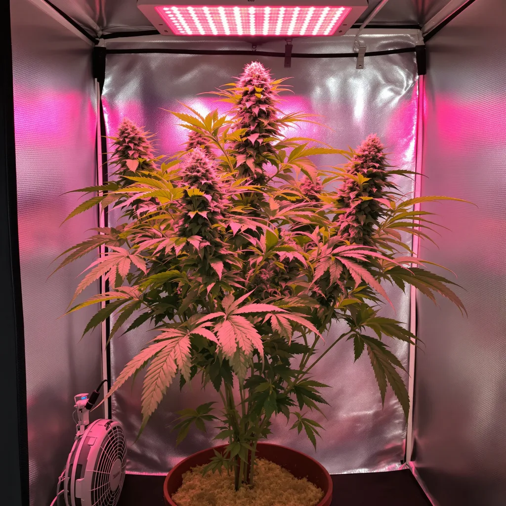 Planta de cannabis Night Train en fase de floración — 60-100 cm autofloración