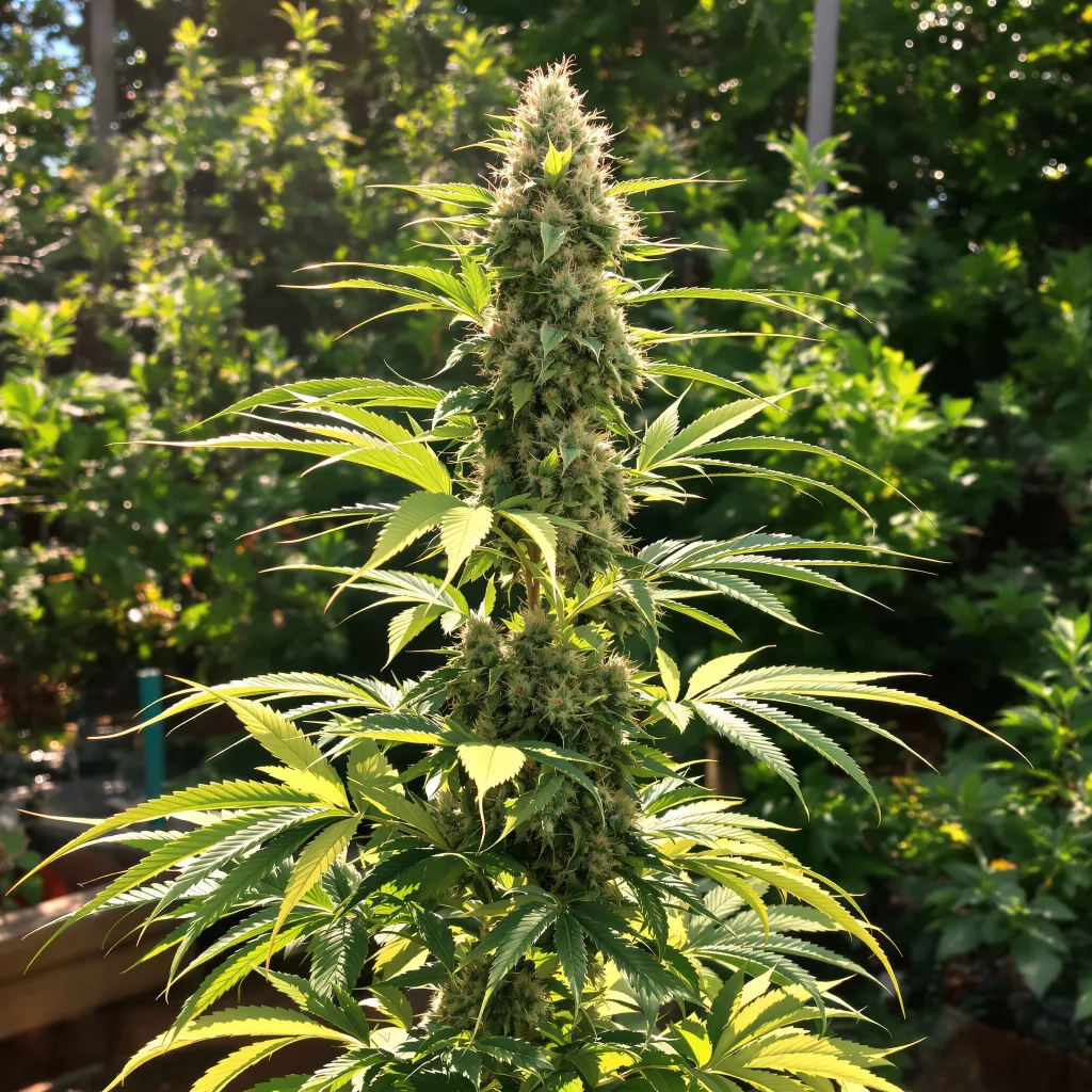 Night Train 54% indica / 46% sativa — flor con tricomas visibles
