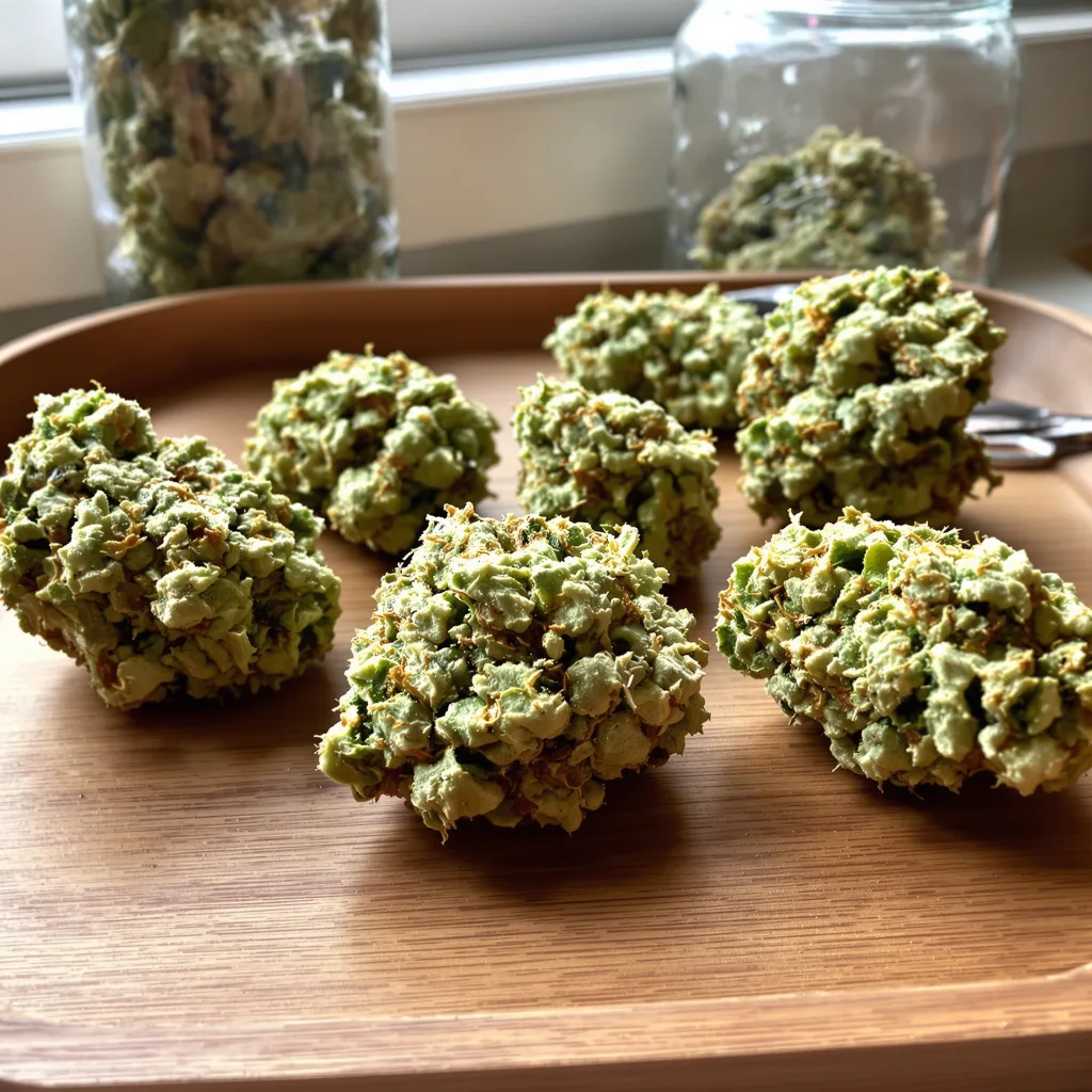 Nordle CBD 54% indica / 46% sativa — flor con tricomas visibles
