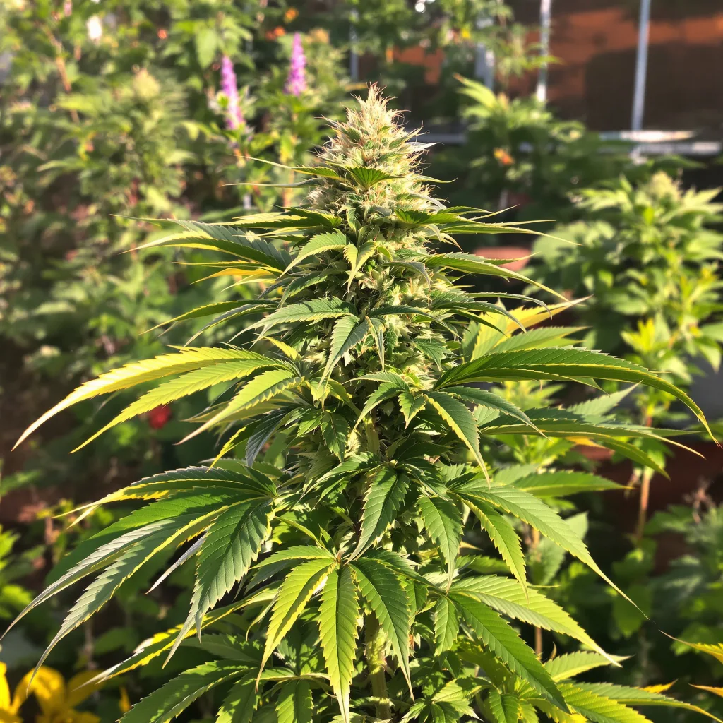 North American 78% indica / 22% sativa — flor con tricomas visibles