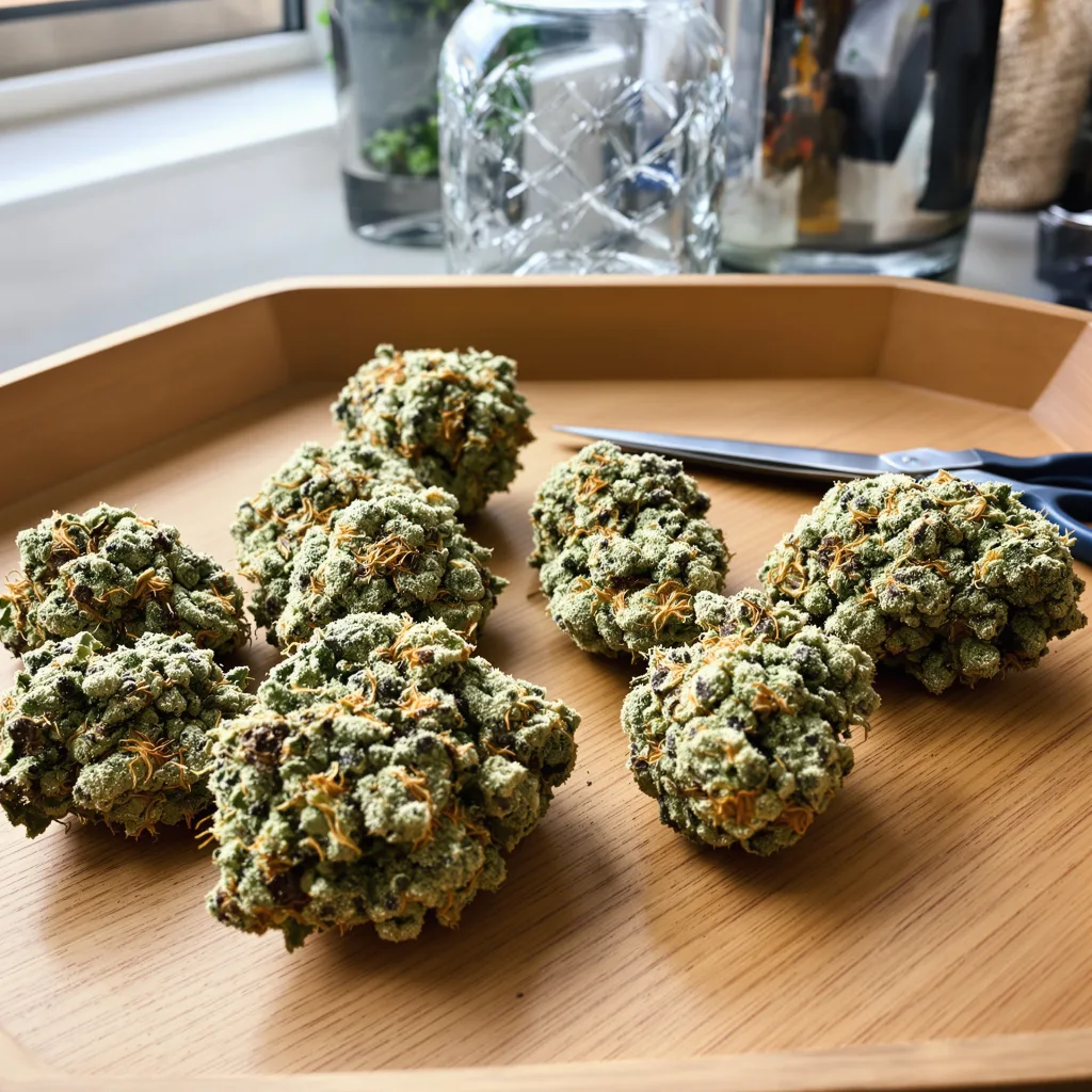 Northern Berry 40% indica / 60% sativa — flor con tricomas visibles