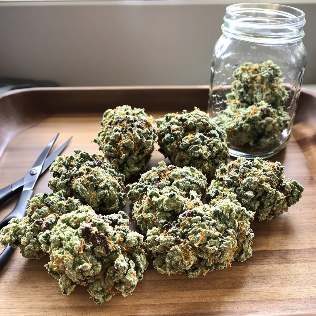 Northern Cream 64% indica / 36% sativa — flor con tricomas visibles