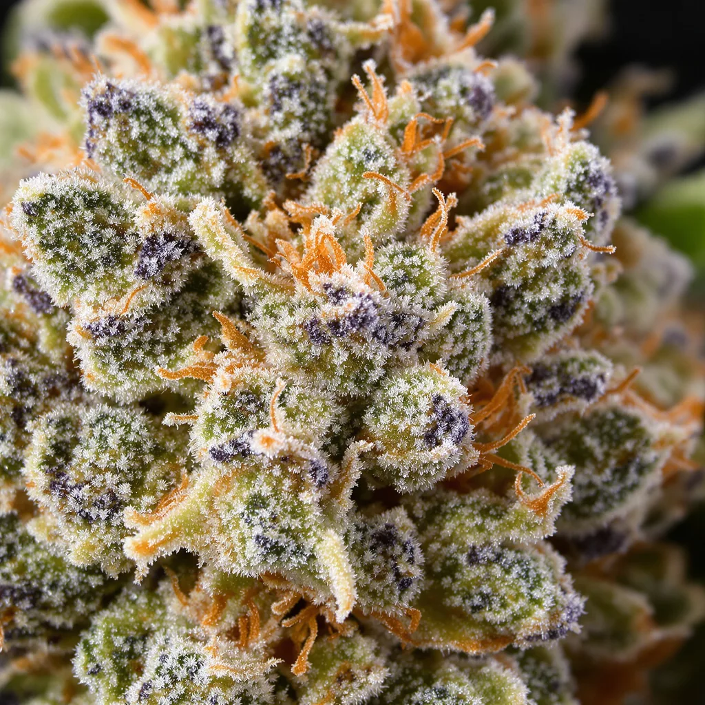 Primer plano de cogollo de cannabis Northern Cream mostrando cogollos densos verde bosque
