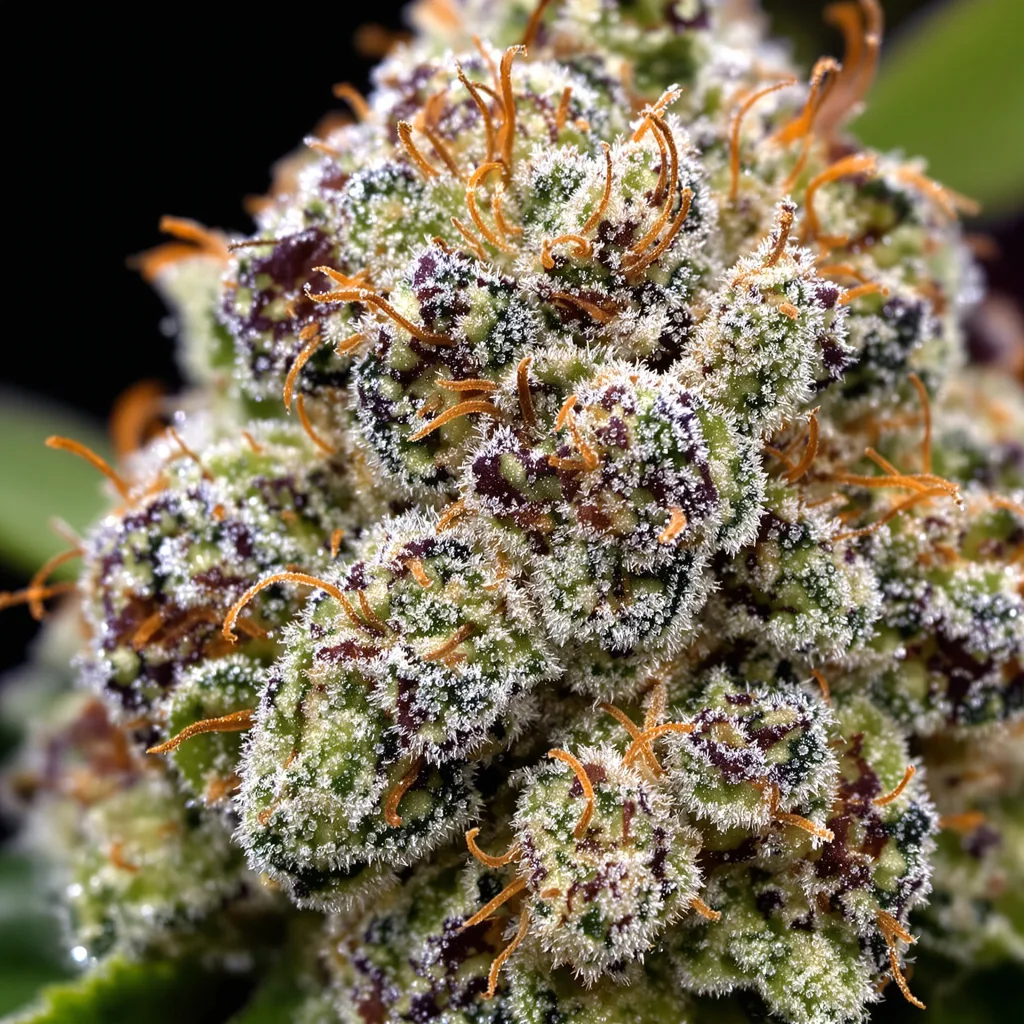 Primer plano de cogollo de cannabis Northern Lights x Skunk mostrando cogollos densos verde bosque