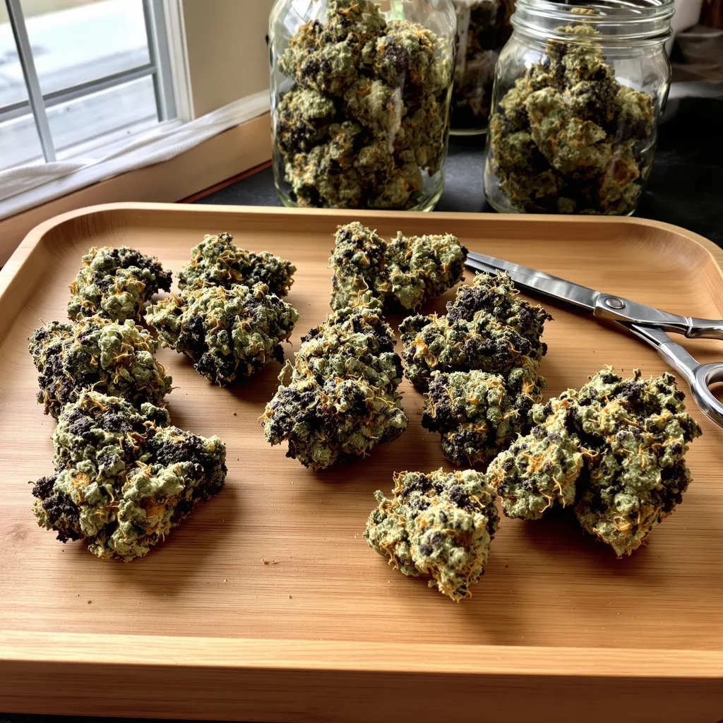 Northern Wreck 75% indica / 25% sativa — flor con tricomas visibles