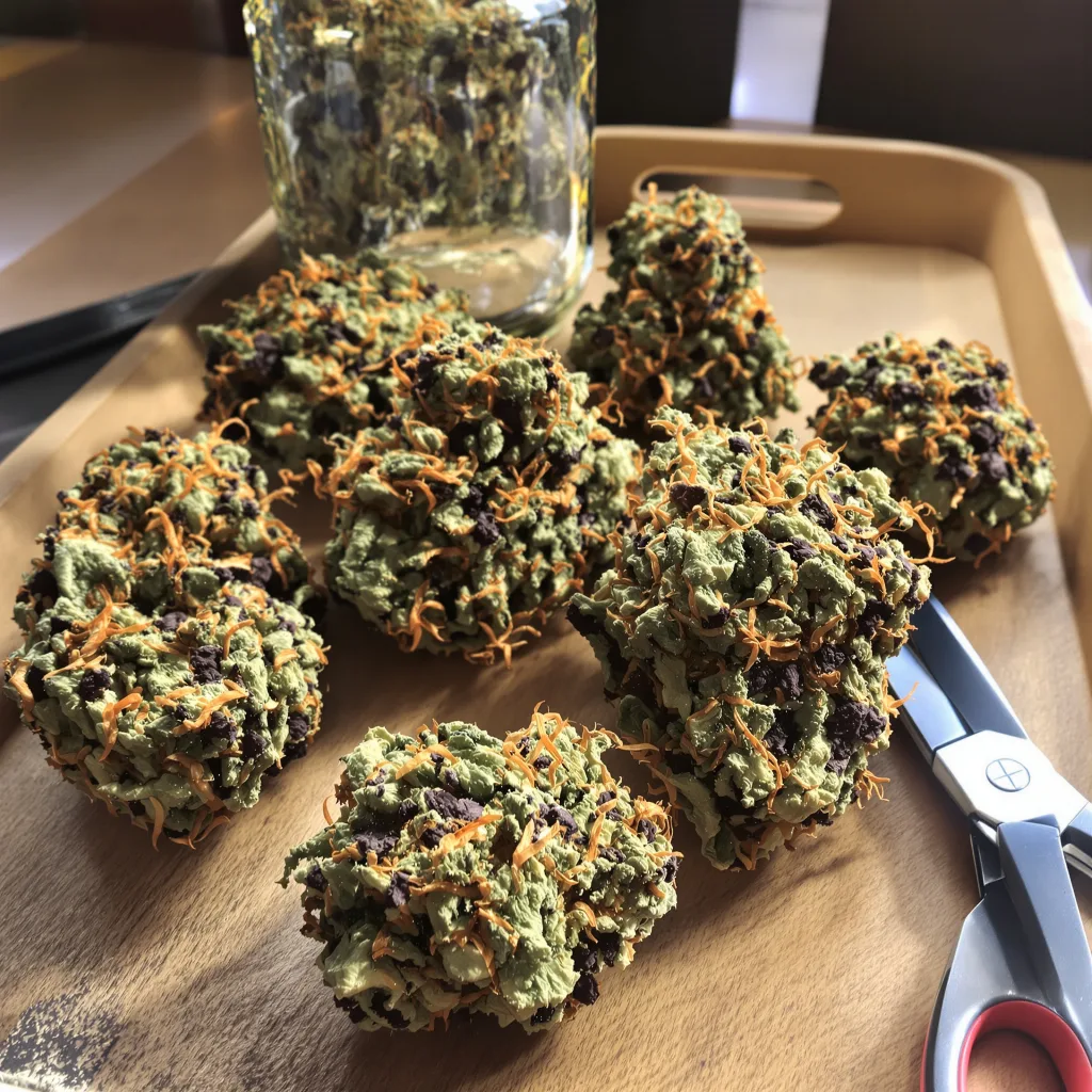 Nutter 65% indica / 35% sativa — flor con tricomas visibles