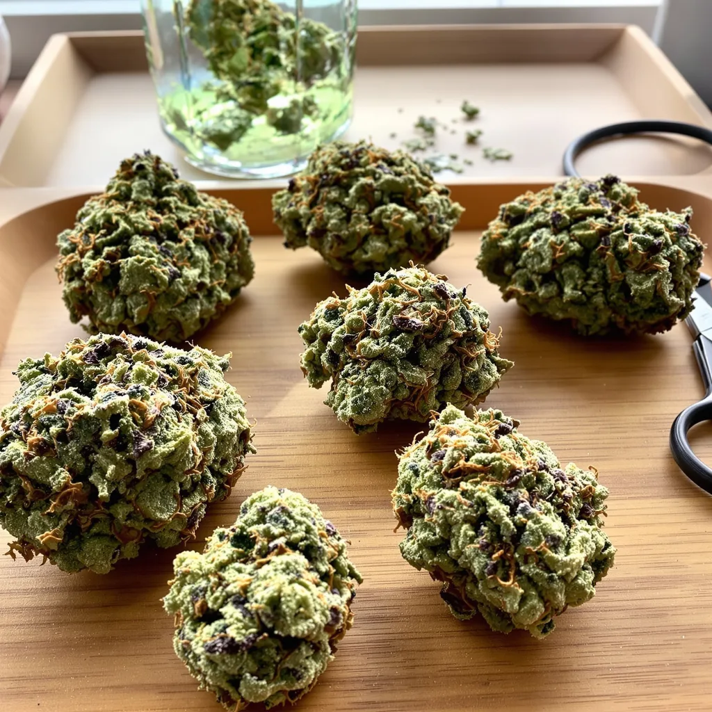 NYC Diesel 40% indica / 60% sativa — flor con tricomas visibles